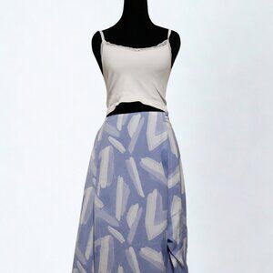 Abercrombie and Fitch Patterned Long Slit Skirt Light Blue